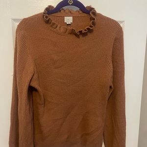 EUC a new day ruffle neck fitted sweater